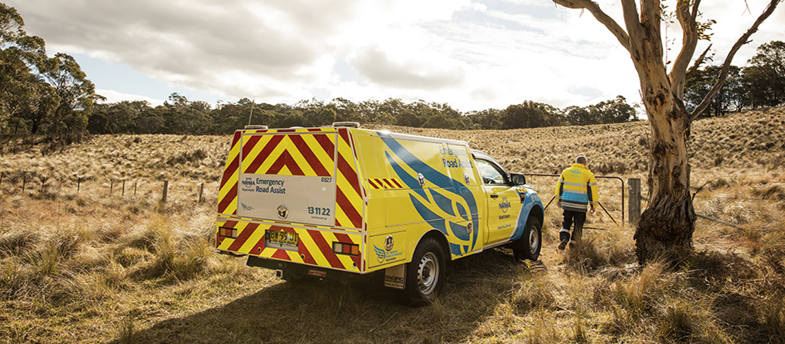 NRMA patrolman on a farm