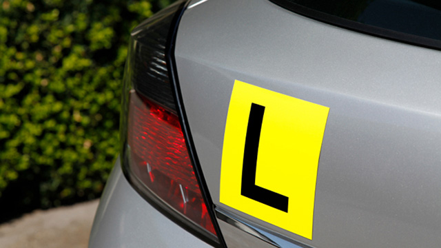 L Plate on rear of car
