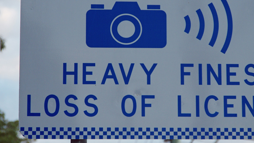 Speed camera warning sign NSW