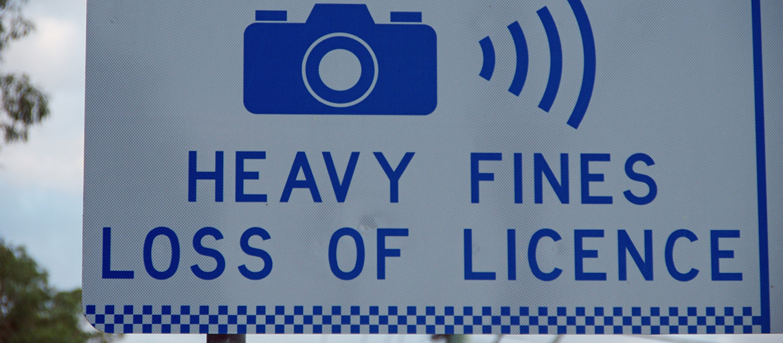 Speed camera warning sign NSW