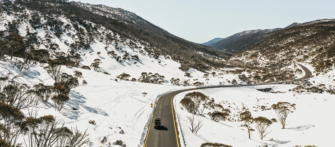 Car road trip through Snowy Mountains