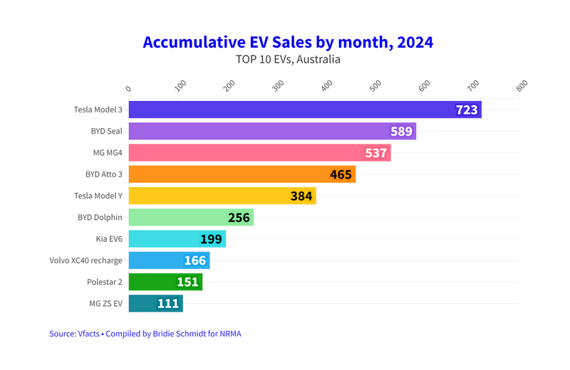 Top Ten EV sales Jan 2024
