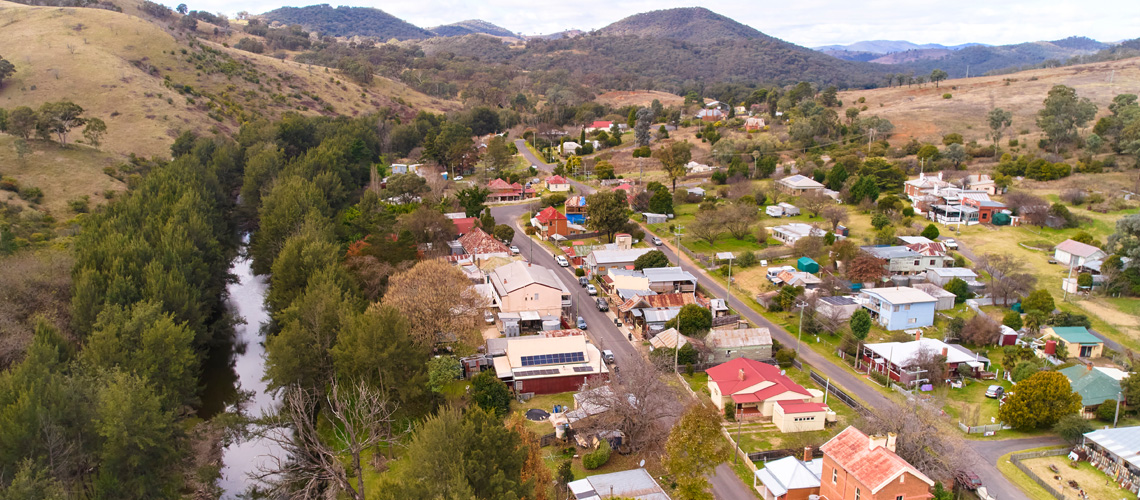aerial view of a country town