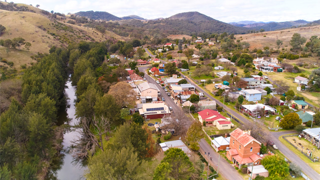 aerial view of a country town