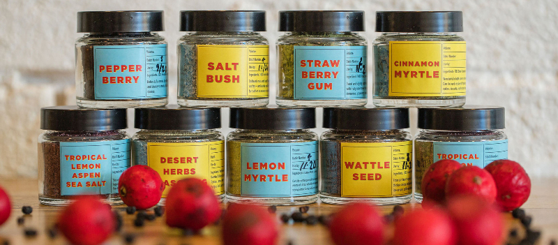Dried flavours of the Australian First Nations, including Wattle Seed, Pepperberry and Lemon Myrtle