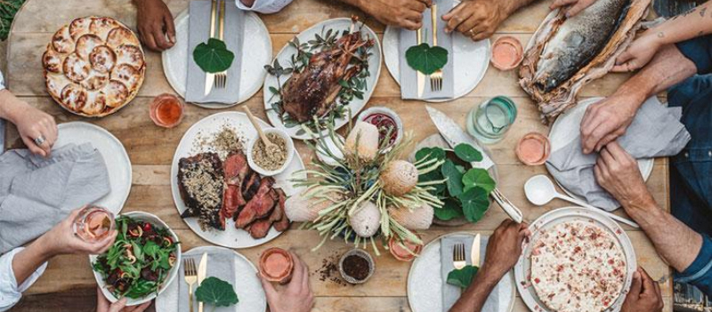 Feast prepared using ingredients from indigenous Australian cultures
