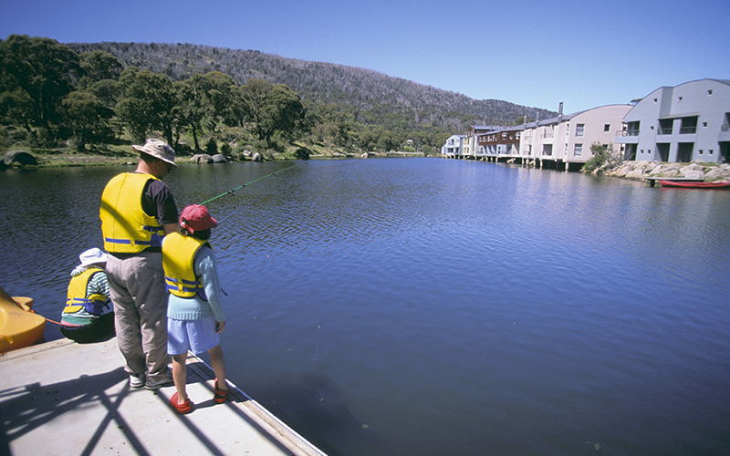 Fishing family of three Thredbo