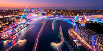 Vivid Sydney - Cruises lighting Circular Quay
